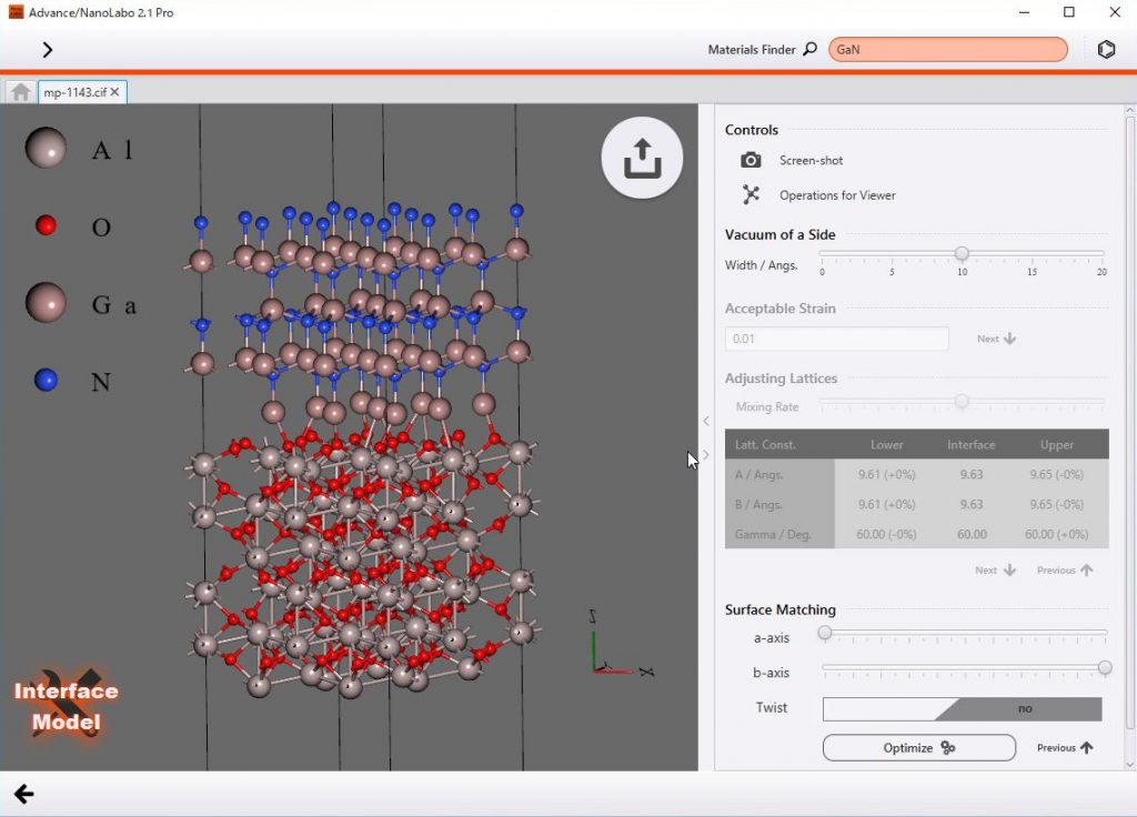 Interface modeler (GaN/Al2O3)